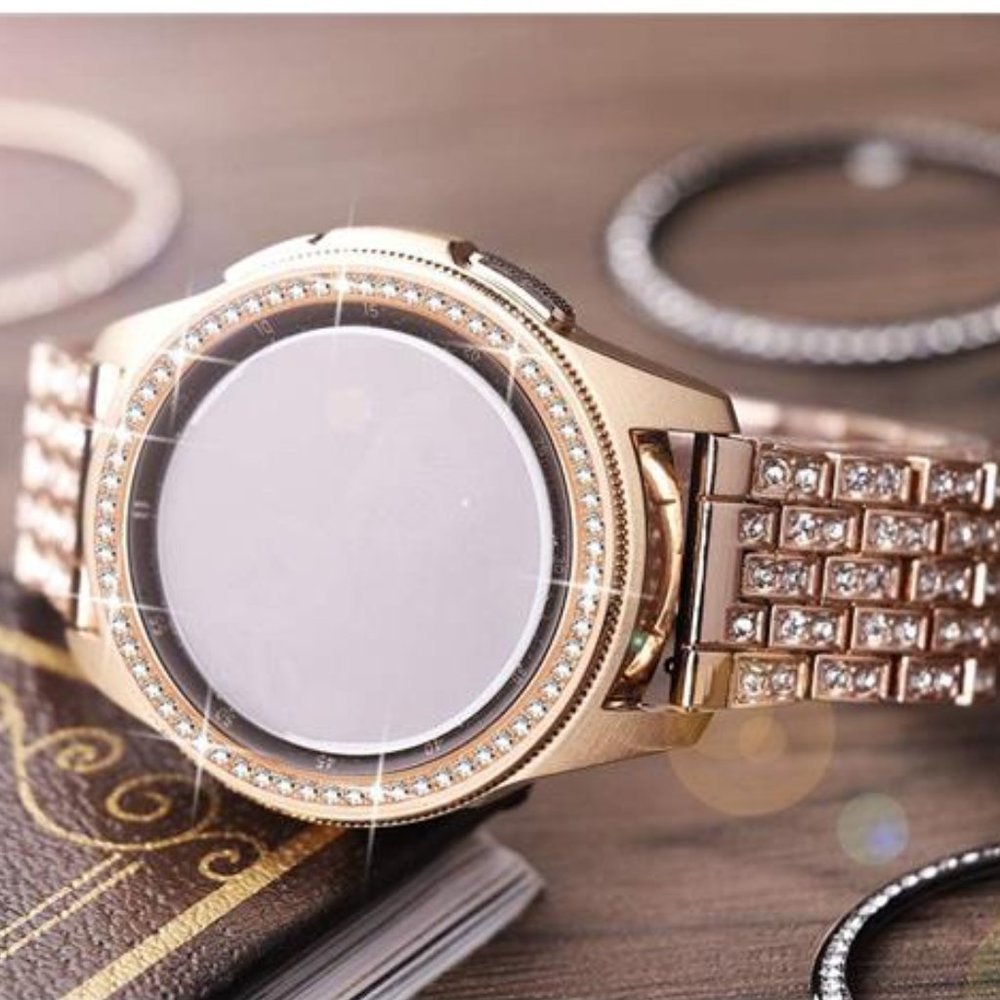 NEW Rose Gold Rhinestone Samsung Galaxy Watch Band + Cover